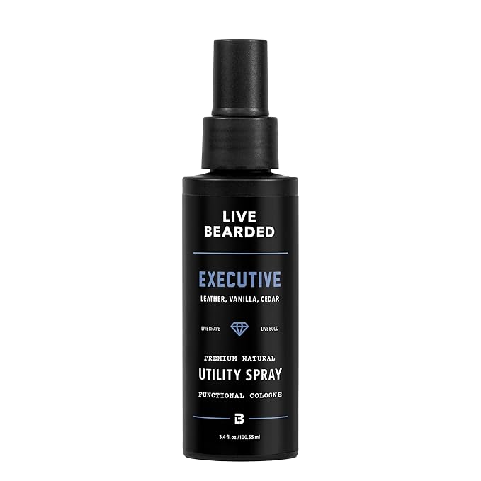 Live Bearded Utility Spray - All Purpose Cologne with Natural Fragrance - Made in the USA - 3.4 fl oz Bottle | Executive Scent - Cedar, Vanilla