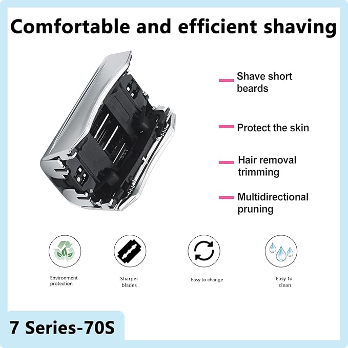[1 Pack]70S Series 7 Shaver Heads Compatible with Series 7 Replacement Head,70S Foil & Cutter Replacement for Series 7 Electric Shavers 720,750CC, 760CC,790CC,9565 etc Model