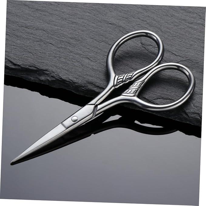 FRCOLOR Stainless Steel Beard Shears for Men Durable Mustache Scissors Precision Facial Hair Trimming Grooming Tool with Rust Resistant Silver