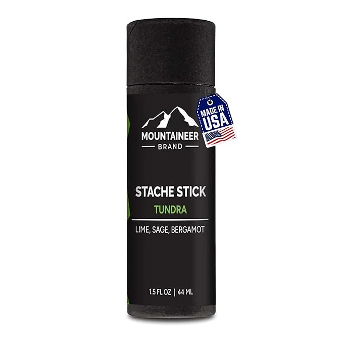 Mountaineer Brand Stache Stick | Tundra Scent | Made with Natural Ingredients West Virginia | Firm & Long Lasting Hold | Mustache Wax | Moustache Shape & Styling | Beard Wax for Men | 1.5oz