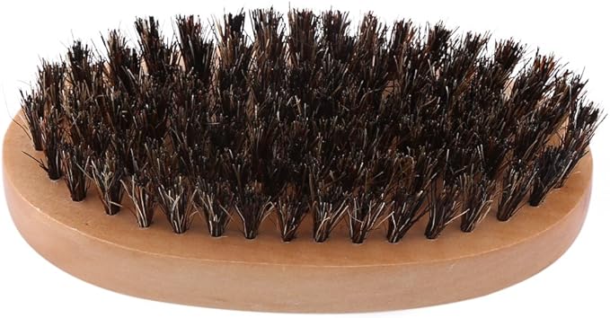 Beard Brush, Men Faux Boar Bristle Wood Handle Military Pocket Mustache Beard Grooming Comb Brush