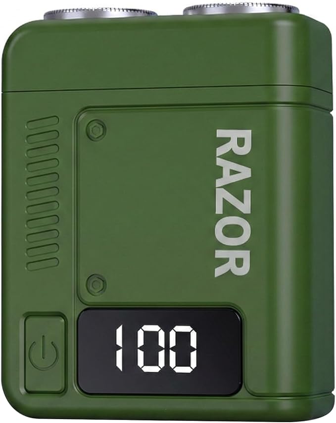Men's Pocket Shaver, Washable Double Head Razor, USB Mini Portable Razor, Rechargeable Waterproof Green, Face, Portable, Battery Powered, ShaverG, SV001, Attachment