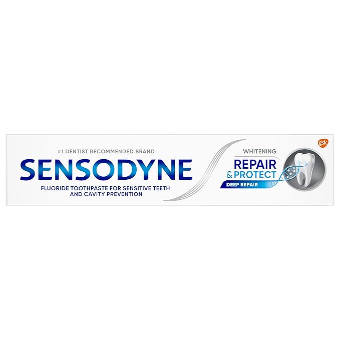 Sensodyne Repair and Protect Whitening Toothpaste, Toothpaste for Sensitive Teeth and Cavity Prevention, 3.4 oz (Pack of 2)