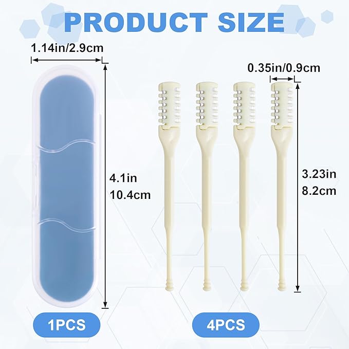 4pcs Manual Nasal Hair Cutter, 2-in-1 360° Rotating Nose Hair Trimmer, Portable Dual-Sided Blade Knife Nostril Cleaning Tool for Traveling or Daily Care- Light Yellow