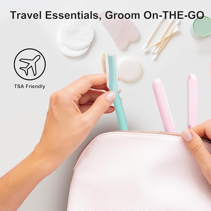 Face Razors for Women, Dermaplane Razor for Women Face, Eyebrow Razor, Dermaplaning Tool, Gentle Exfoliation Microblades for Sensitive Skin, Peach Fuzz Remover