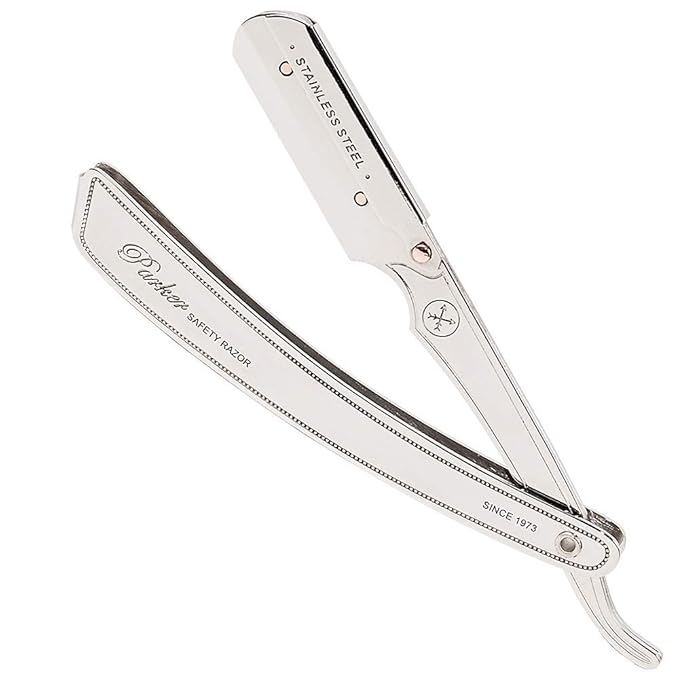 Parker SRX Straight Razor – All Stainless Steel Barber Razor with Clip-Type Blade Holder for Disposable Blades – Ideal for Precision Wet Shaving at Home or Barbershop – Iconic Brand