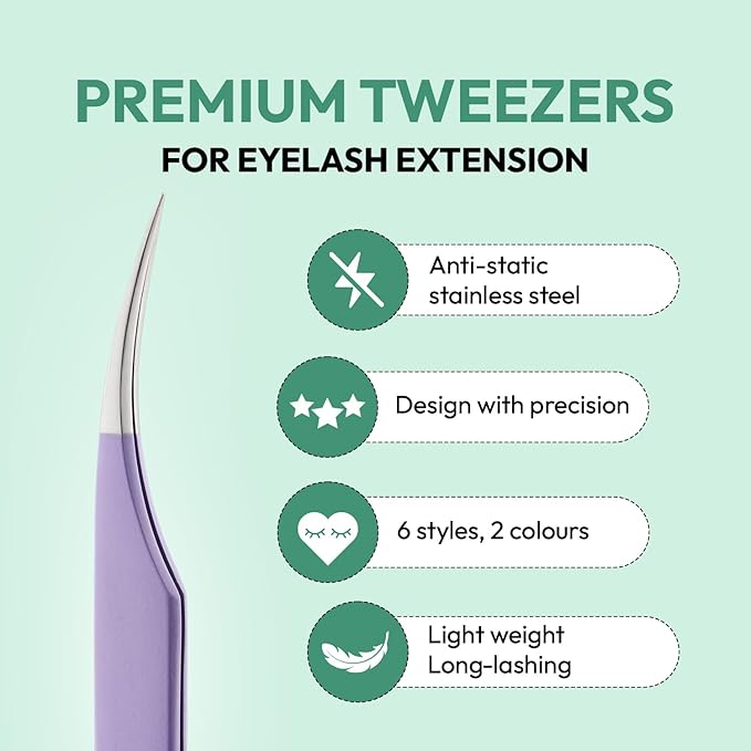 Eyesy Lash Ultimate Isolator Lash Tweezer | Professional Volume False Lash Application Tool | Multi Shapes & Purposes Tweezers | Non-Slip Grip Tweezers (Black)