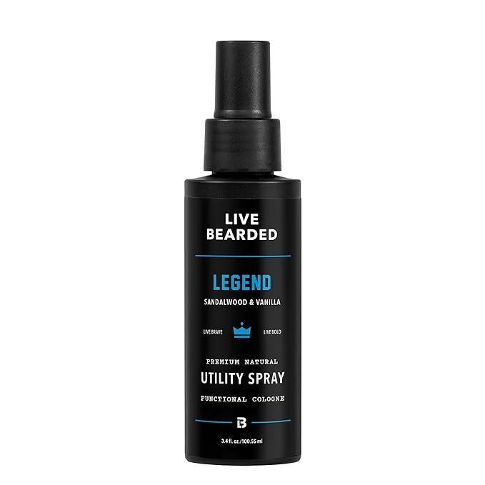 Live Bearded Utility Spray - All Purpose Cologne with Natural Fragrance - Made in the USA - 3.4 fl oz Bottle | Legend Scent - Sandalwood, Vanilla