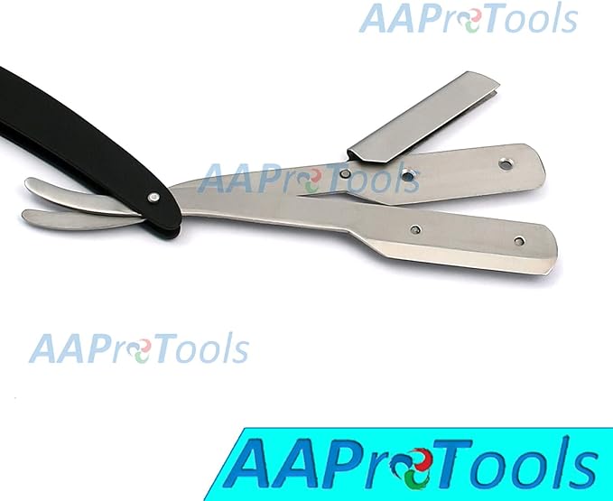 BARBER STRAIGHT RAZOR MATTE CUTTHROAT 3 HOLE DESIGN (SILVER AND BLACK) A+ QUALITY