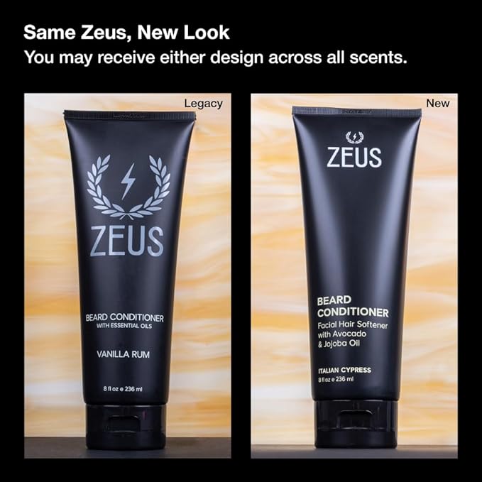 ZEUS Beard Conditioner for Men with Avocado, Jojoba Oil & Aloe Vera, Deep Cleansing Hydration for Softer Facial Hair (Made in USA) Italian Cypress