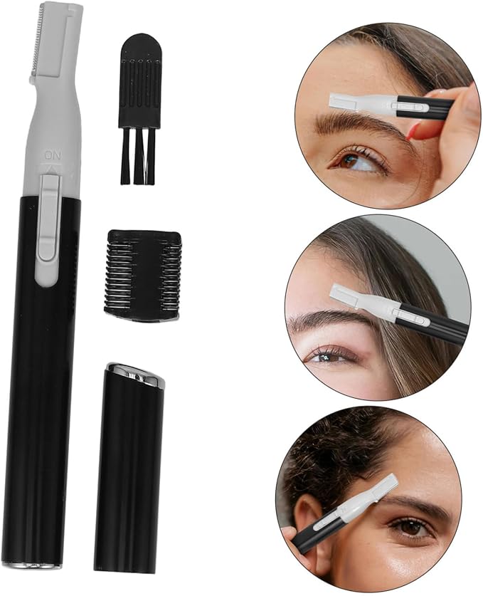 FOMIYES Eyebrow Shaver with Comb Attachment for Ladies Lightweight Mini Facial Hair Trimmer for Precise Painless Eyebrow and Neck Grooming Black