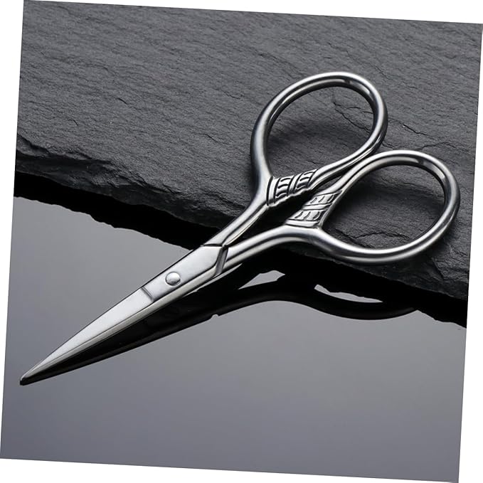 Ipetboom 2Pcs Stainless Steel Mustache Scissors for Men Beard Trimming Grooming Kit Rust Facial Hair Shears Barber Salon Precision Styling Silver