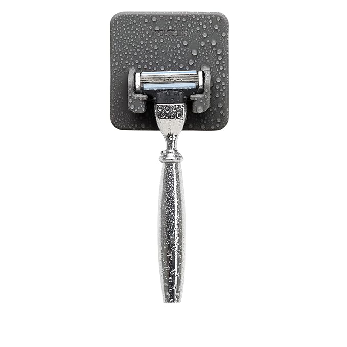 TOOLETRIES The Mason Razor Holder - Secure & Safe, Silicone Toiletry Organizer, Shower & Bathroom Accessory - Features Silicone-Grip Technology, Removable & Reusable - Charcoal