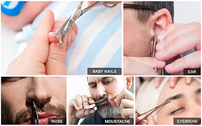 Rounded Stainless Steel Small Facial Hair Scissors – Rounded Tip Scissors for Nose Hair, Mustache, Beard, Eyebrows, Eyelashes, and Baby Nails.