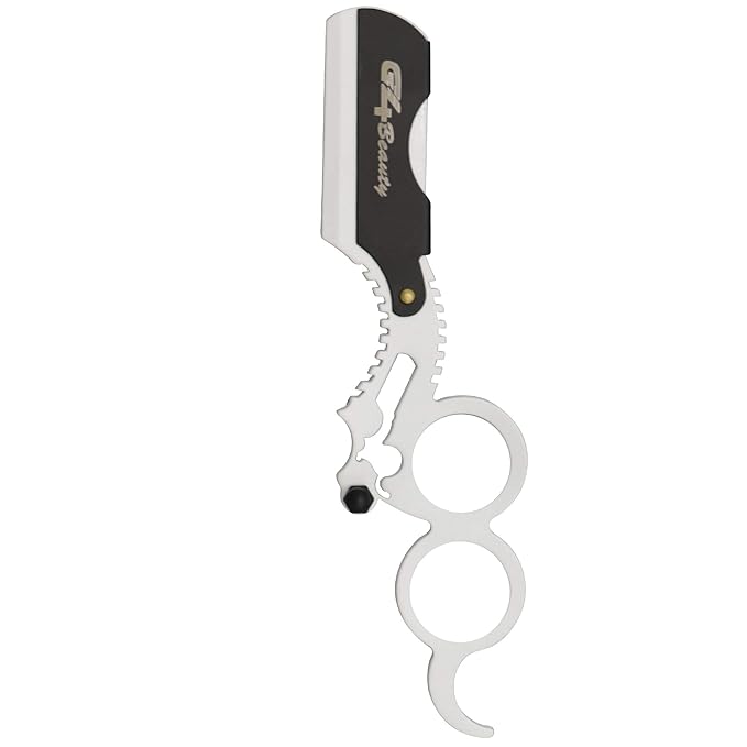 G4 Vision Universal Replaceable Half Blade Straight Razor with 100 Blades, Professional Double Ring Barber Single Edge Shave Razor (White)