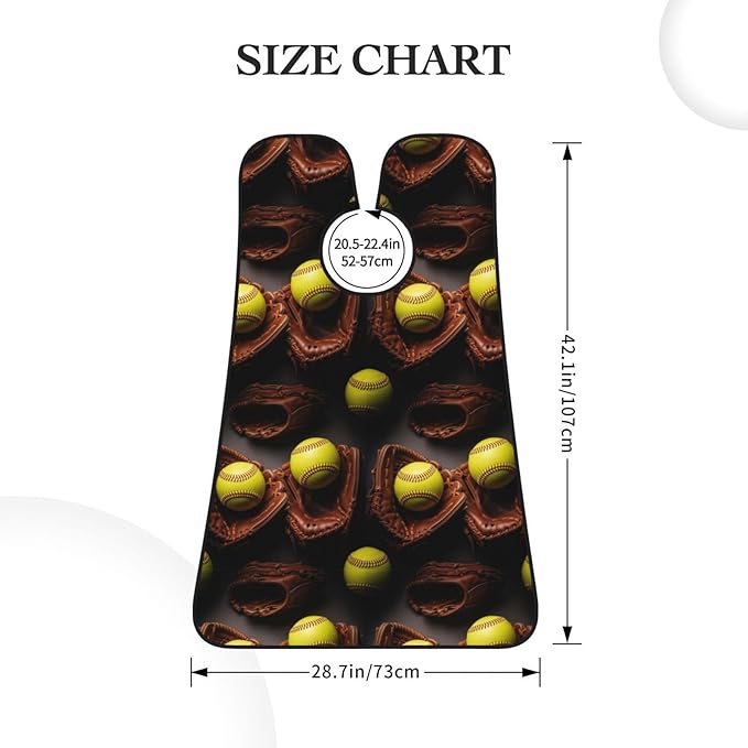 Waterproof Grooming Apron, Non-Stick Beard Bib with Suction Cups, for Retro Vintage Sports Softball Ball