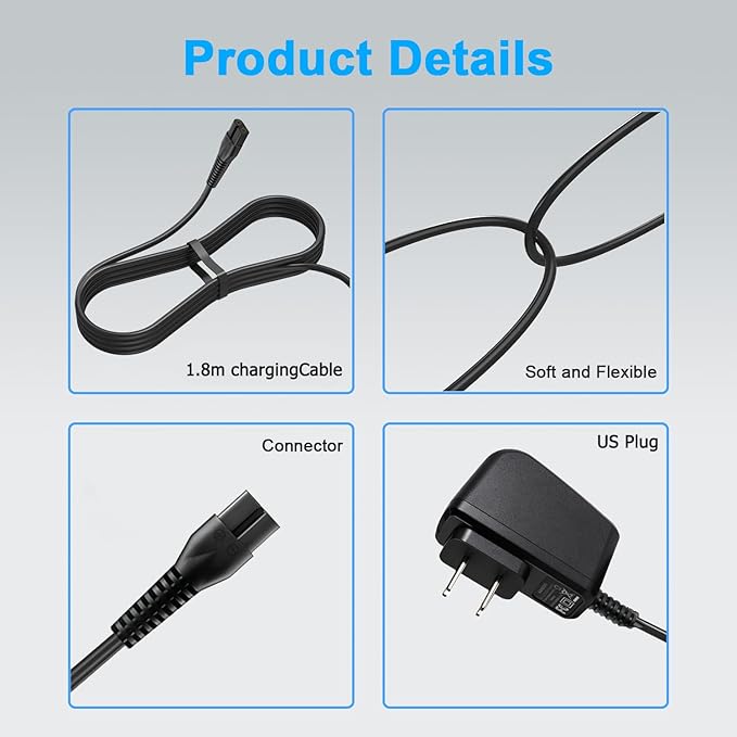 LIANSUM Replacement Charger Compatible with Wahl 9649 Hair Clipper, Compatible with Wahl 9649 9649P Color Pro Cordless Trimmer Power Cord