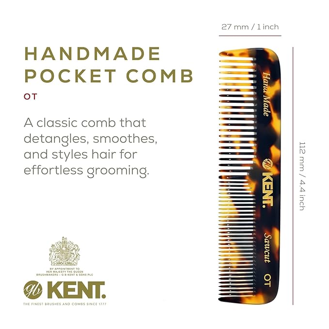 Kent Set Men's Hair Pocket Combs, 81T X-Small, OT All Fine Tooth, 82T Fine Tooth Folding Comb. Best Hair, Beard and Mustache Grooming Kit for Travel and Home Care, Handmade in England