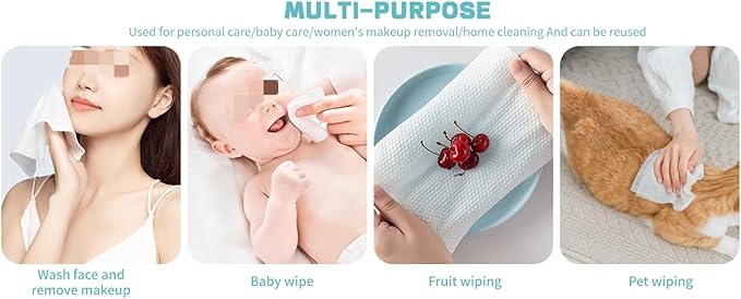 Men Women Multifunctional Cotton Cloth Roll Dry Wipes Facial Cloths Towel Towelettes Drying Facial Tissue Makeup Remover Care (2pcs-a,one size)