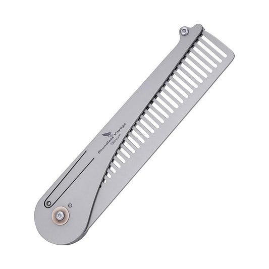 Boundless Voyage Titanium Hair Styling & Beard & Mustache Folding Pocket Comb, Portable EDC Accessories for Men and Women (Ti/9011A-D)