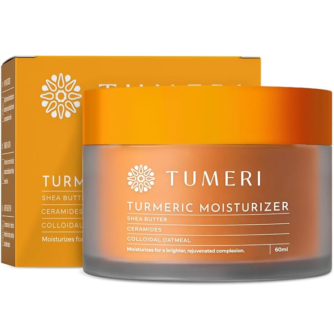 TUMERI Turmeric Face Moisturizer Cream and Body Cream 60 ml – Nourishing and Hydrating Face Cream for Dry Skin – Infused with Turmeric Curcumin, Shea Butter, Colloidal Oatmeal