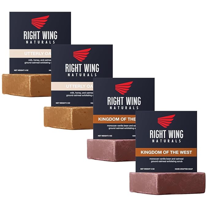 Right Wing Naturals Bar Soap Gift Set for Men | Handcrafted Cold-Pressed | Handmade Organic Soap for Men | Most Popular Flavors | Natural Scented Men’s Bar Soap| Pack of 4 Bars