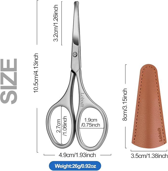 4.1inch round-headed stainless steel small scissors, suitable for trimming facial hair, nose hair, eyebrows, eyelashes, beards, personal care and salon beauty salons (matte silver)