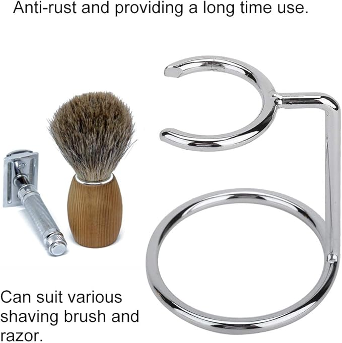 Milltrip Stainless Steel Shave Brush Stand - Men's Shaving Brush Holder Travel Shaving Brush Stand for Salon, Home, and Travel, Fits Most Shaving Brushes and Razors