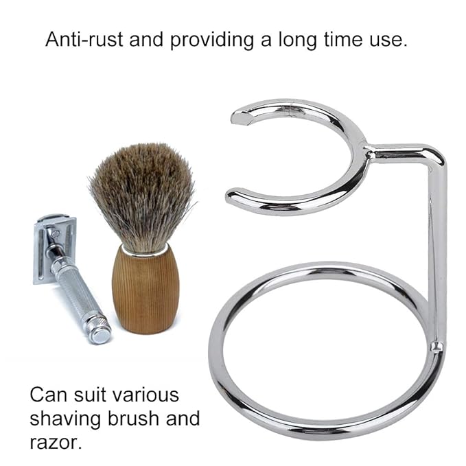 Shaving Brush Stand, Shave Brush Stand, Shaving Stand Artistic Lightweight Stainless Steel Silver Shaving Brush Holder Safety Brush Kit Suitable for Men