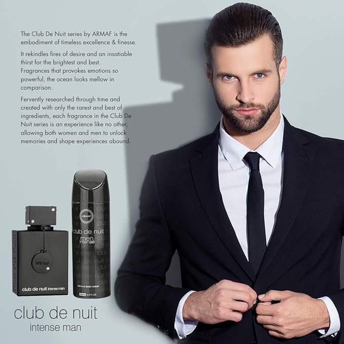 Armaf Club De Nuit Intense 2-Piece Set for Men, (3.6 Oz Eau de Toilette Spray + 6.8 Oz Body Spray)