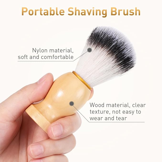 2pcs Men Beard Brush: Gentle Beard Care Soft Bristles Brush With Ergonomic Handle For Precise Grooming - Daily Travel Use