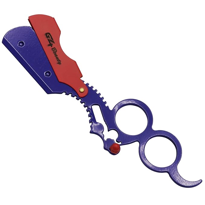 G4 Vision Universal Replaceable Half Blade Straight Razor with 100 blades, Professional Double Ring Barber Single Edge Shave Razor (Blue)
