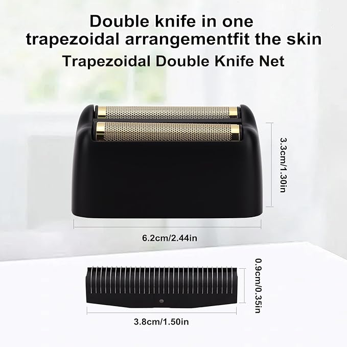 Replacement Foil and Cutter Head - Compatible with Baby*liss Foil Shaver，Double Foil Shaver Replacement Head, Compatible with BaBy*lissPRO trimmer Barberology FXFS2 Electric Razors(Black)