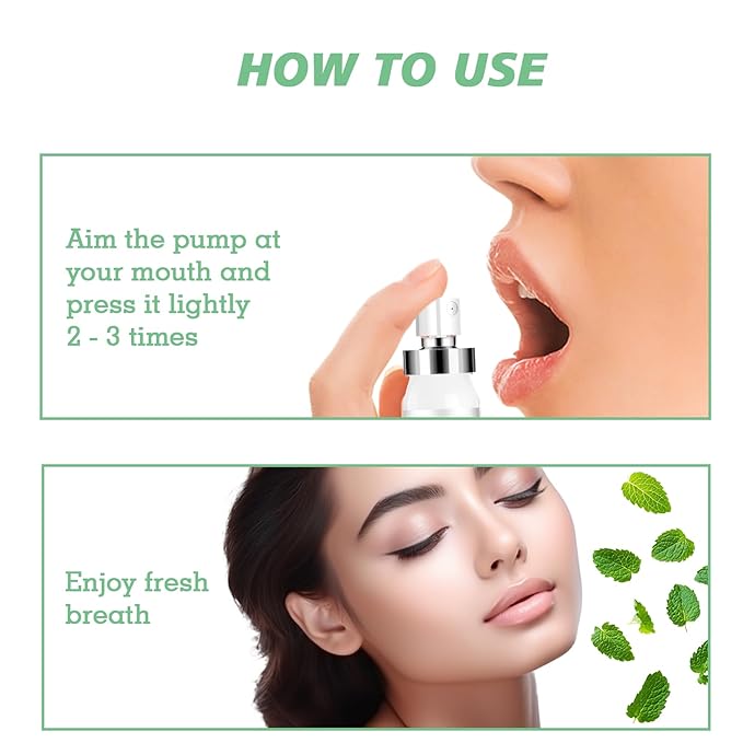 PEGO Breath Spray,Oral Breath Spray,Mouth Spray Breath Fresheners,Sugar-Free,Bad Breath for Adults,Portable Long Lasting,Dry Mouth Spray (Mint Flavor*2Pack)