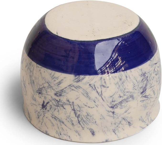 ETROVES Ceramic Shaving Bowl | Scuttle Leather Bowl for Men, Easy Leather Soap Bowl, 4 Inch, White Blue