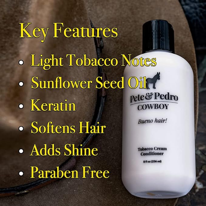 Pete & Pedro Bold & Cowboy Hair Care Daily Shampoo & Conditioner Set | Macho, Manly Bourbon& Tobacco Scent – Smells Incredible | Amazing Lather, Hydrates Hair | As Seen On Shark Tank, 8.5 oz. Each