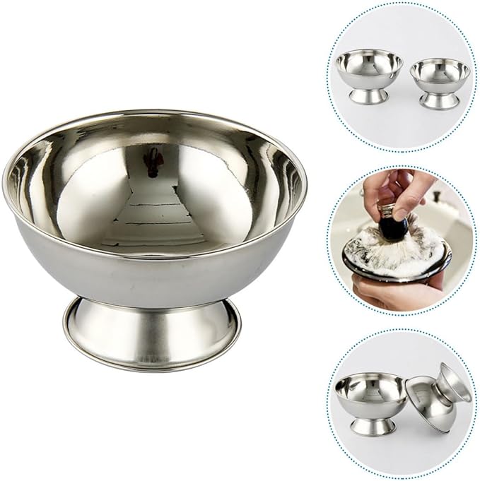 PRETYZOOM Reusable Stainless Steel Shaving Mug with Footed Shave Bowl 11cm Large Shaving Soap Bowl for Men Household Supplies