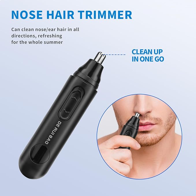 DERUIBAO 2-in-1 Professional Care Set, USB Rechargeable Nose and Ear Hair Trimmer, Beard & Eyebrow Shaver, Men's Personal Care Tool Body Hair Trimming Device Silent Trimming Digital Power Display