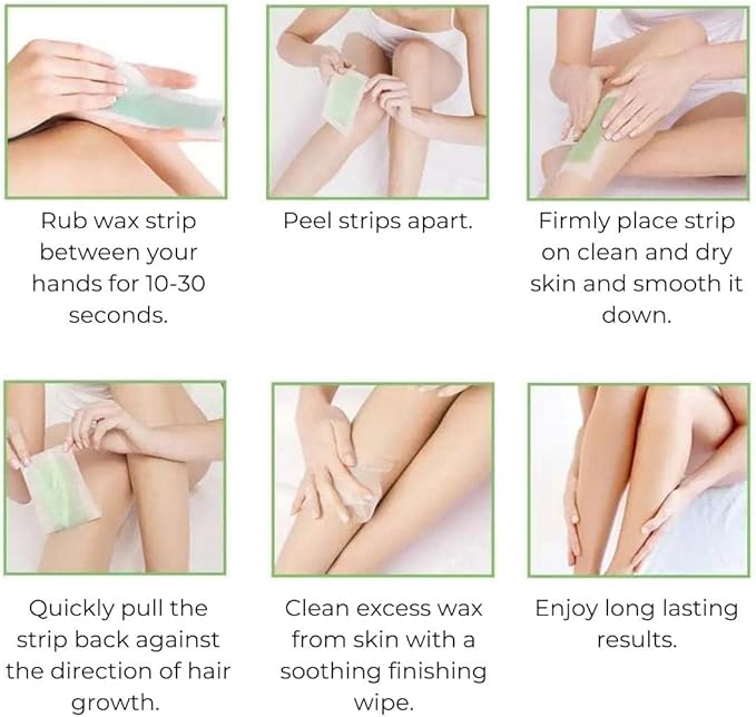 Amira Beauty - Waxing Strips Infused with Aloe Vera Pre Applied Ready to Use Hair Removal Wax Strips for Legs and Body Suitable for All Skin Types 64 Count