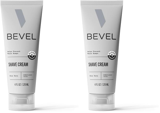 Bevel Shaving Cream for Men, Moisturizing Shave Cream with Aloe Vera and Vitamin E to Soothe Skin and Prevent Razor Bumps, 4 Fl Oz (Packaging May Vary) (Pack of 2)