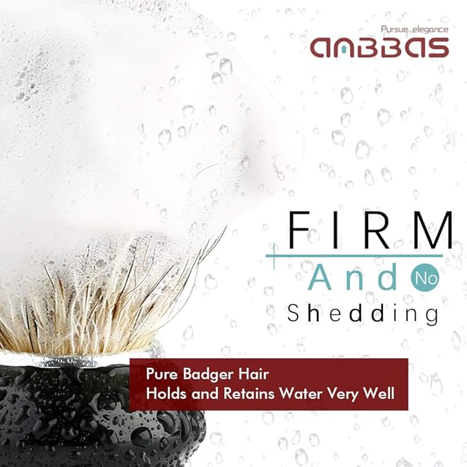 Anbbas Badger Shaving Brush and Stand,Black Wood Handle Brush with Contracted Design Resin Shaving Stand,2in1 Kit for Men Clsoe Shave