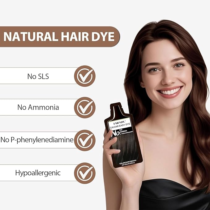 Dark Brown Hair Color Shampoo for Women Men Ammonia-Free & PPD-Free, Gray Hair Coverage Herbal Natural Hair Dye Shampoo 18 Pack