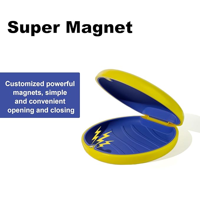 2PCS Retainer Case Compatible with Invisalign,Cute Slim Aligner Case,Customized Magnetic Closure Orthodontic Retainer Cases (2 Pack Yellow + Navy Blue Silicone)
