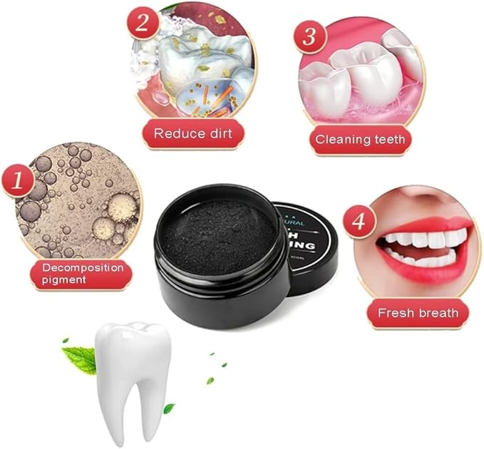 2-Pack Teeth Whitening Charcoal Powder, WUBLSYAN Activated Charcoal Tooth Cleaning Powder, Natural Toothpaste Alternative, Oral Care Sets Natural Coconut, Organic and Chemical Free