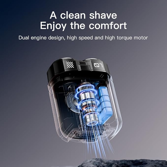 Mini Shaver, Portable Travel Shaver, Mini Rotary Shavers for Men, Dual Blades IPX7 Waterproof Cordless USB Rechargeable Electric Razor Trimmer