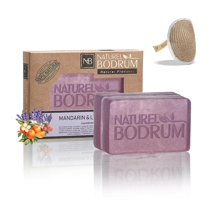 Mandarin and Lavender Organic Soap Bar for Women and Men, Pack of 2 Glycerin Soap Bars - Calming Hyperpigmentation & Pore-Tightening Bar Soap - Natural & Vegan Spa Gift, for All Skin Types