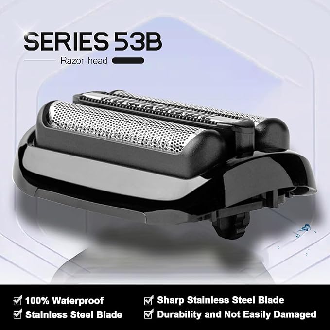 53B Replacement Foil and Cutter Compatible with Braun Series 5 Series 6 Electric Shaver, 53B Blades for Braun S5 Replacement Heads for 6020s,5020s,5018s,5050cs,6020s,6040cs,6072cc,6075cc