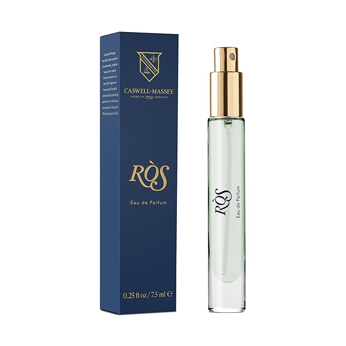 Caswell-Massey RÒS Eau de Parfum Spray, Floral Spicy Amber Scent with Amber & Rare Spices, Fragrance for Men, Made in USA, 0.25 Oz