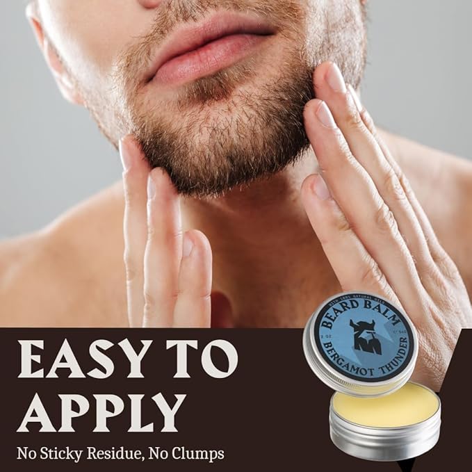 Striking Viking Beard Balm for Men - 2 Oz (1 Pack), Bergamot Thunder - Leave in Beard Conditioner - Styling Balm Made with Naturally Derived Beard Butter, Argan & Jojoba Oils