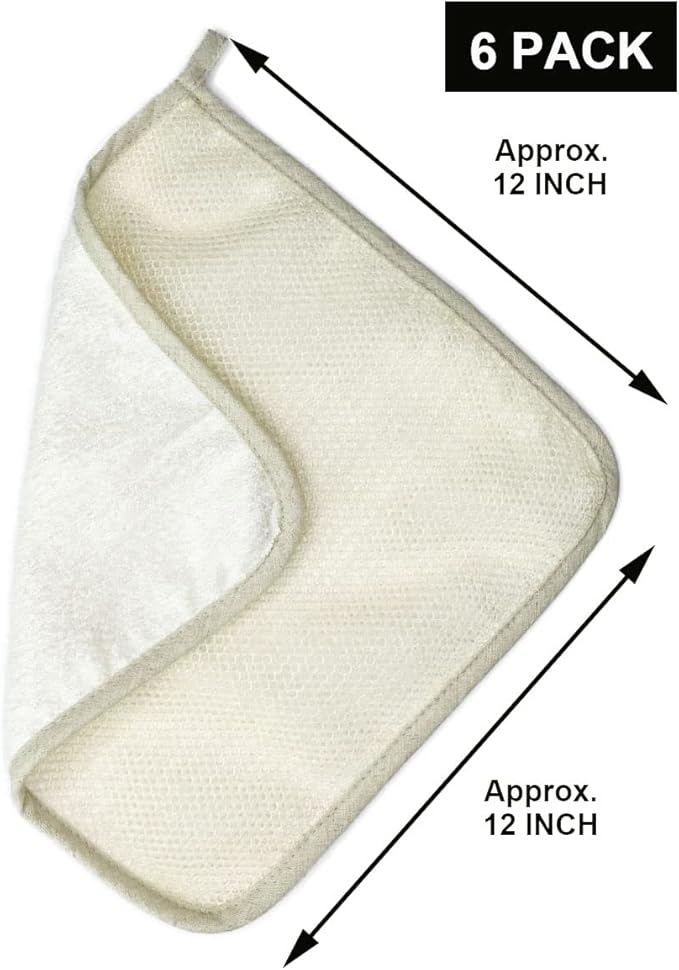 Large XL Soft Weave Cotton Washcloths - Exfoliating Scrubbers for Face & Body - 6 Pack